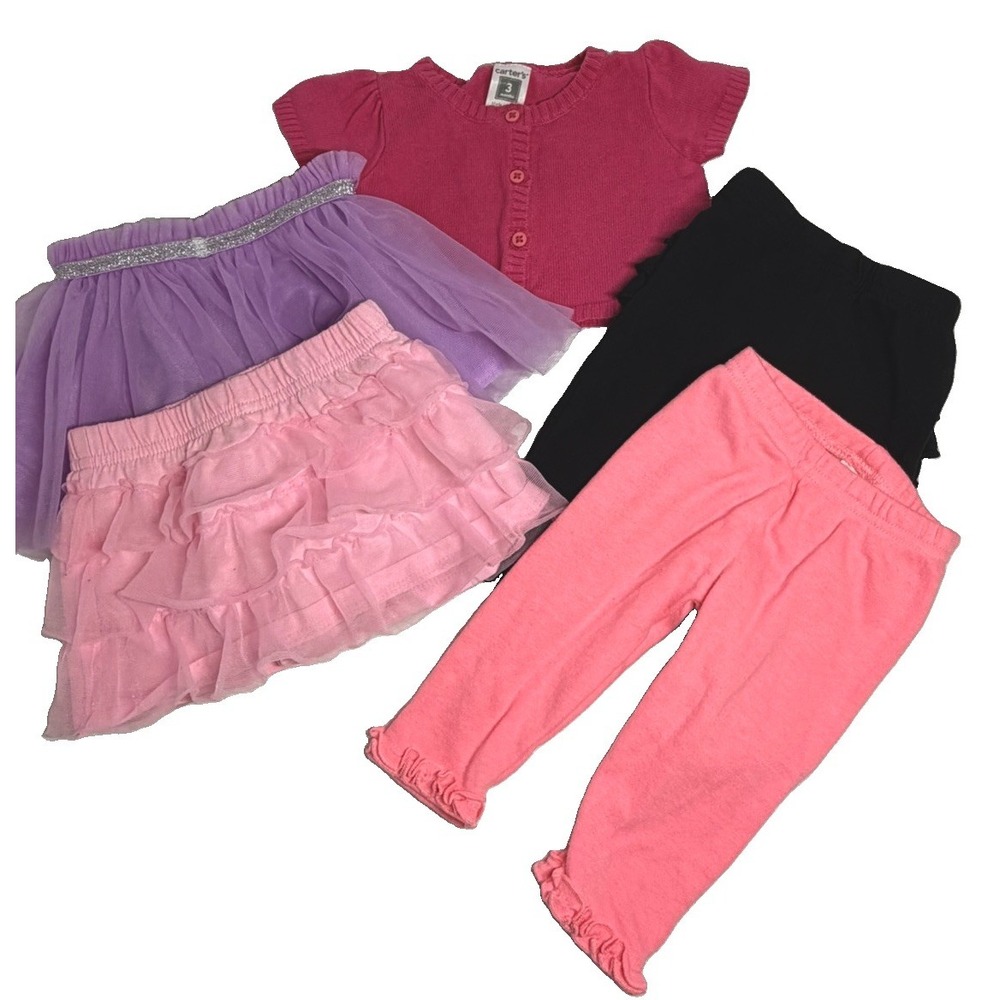 Baby Girl 0-3M Clothes Bundle 5 Pc Carter's Garanimals Tutu Ruffle Pants